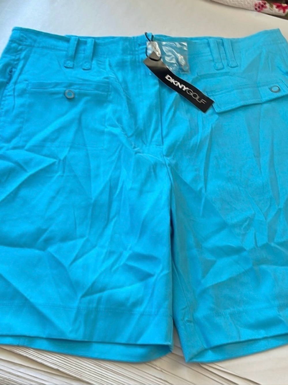 DKNY Golf Shorts Venice Blue Size 16 NWT Activewear Running Pockets Stretch